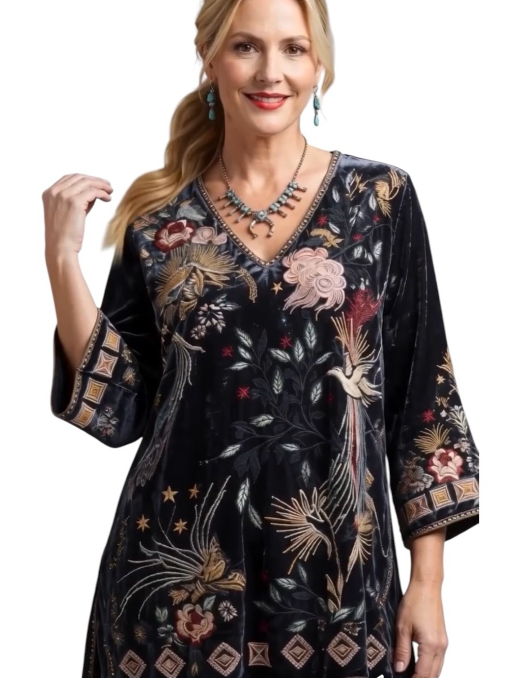 Johnny Was Celestial Selah Velvet Kimono Sleeve Top In Jasper NWT RARE